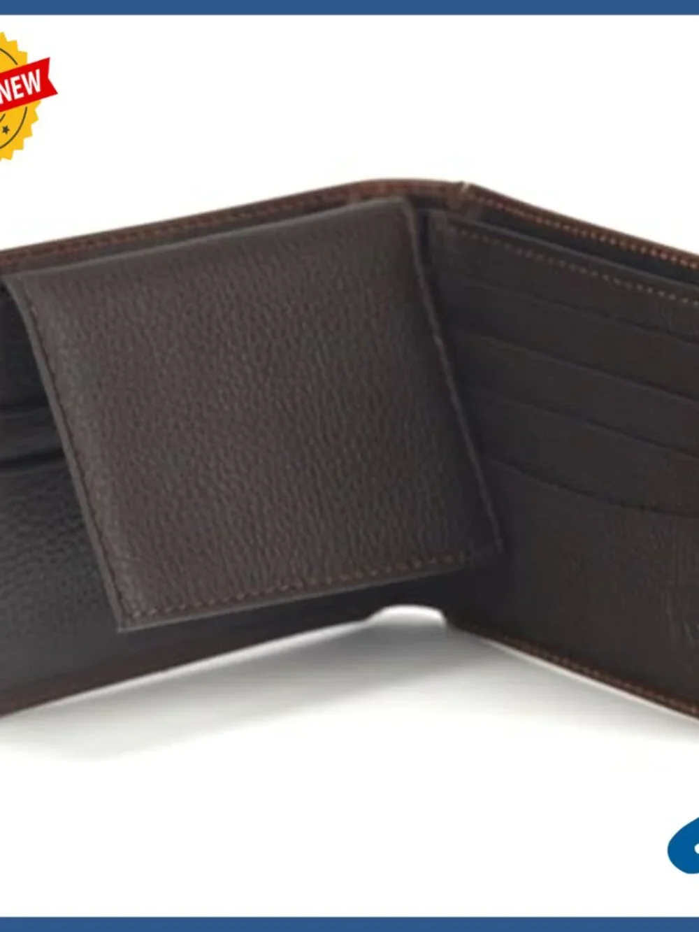 Genuine Leather Bifold Wallet with American Flag Embroidery, Credit Card Slots